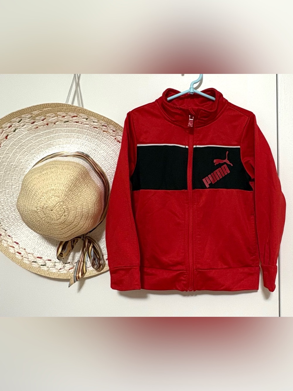 Puma Kids Red Jacket with Black Chest Panel